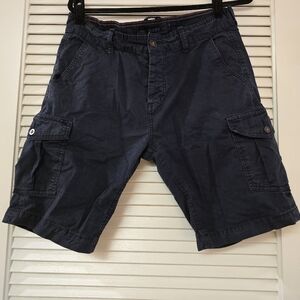 PD&C - Men's Dark Greyish Blue Casual Cotton Cargo Shorts